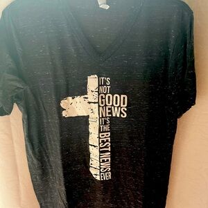 Vee neck tee shirt. Light weight